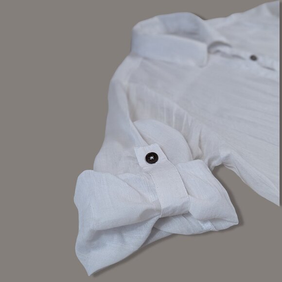 Mynah White Gauzy Button Front Swim Coverup - 2X - Suitable for all sizes below - Picture 5 of 9